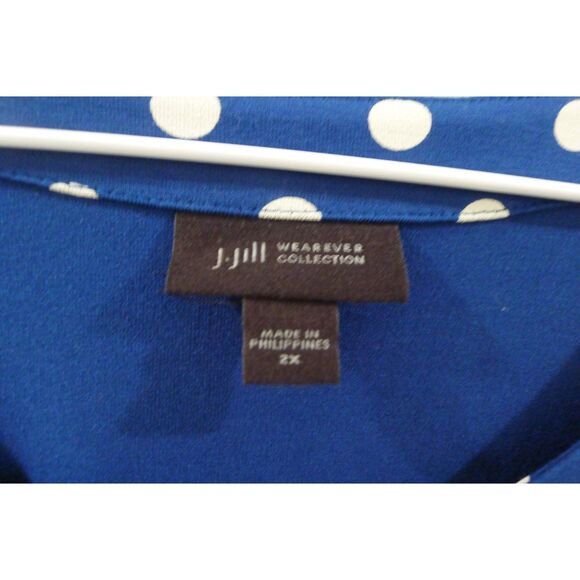 J. Jill Wearever Collection Belted Midi Dress - Atlantic Timeless Dot 2X - Picture 6 of 8